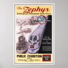 Vintagen ZEPHYR Motor Tåg Poster AD
