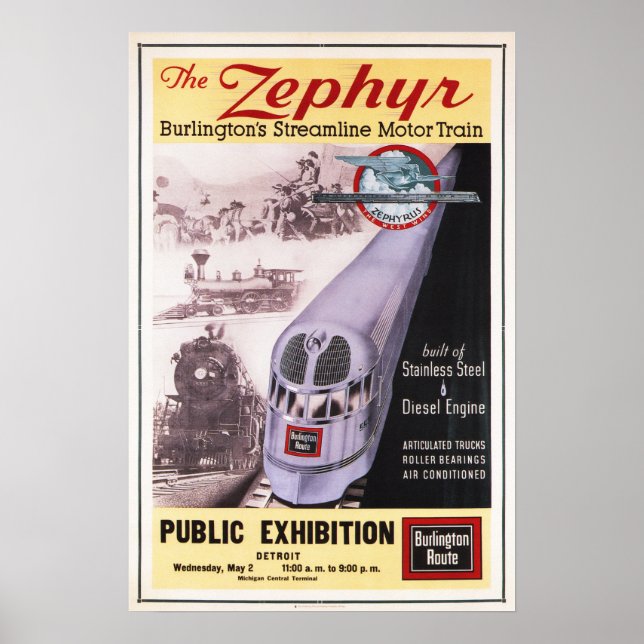 Vintagen ZEPHYR Motor Tåg Poster AD (Framsidan)