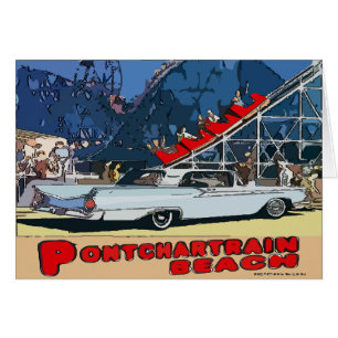 Vintagen Zephyr Pontchartåg Beach Hälsningskort