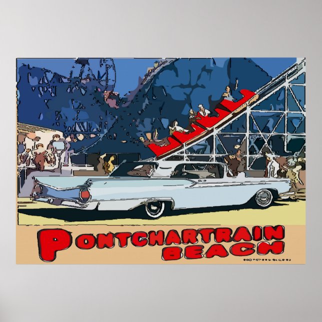 Vintagen Zephyr Pontchartåg Beach Poster (Framsidan)