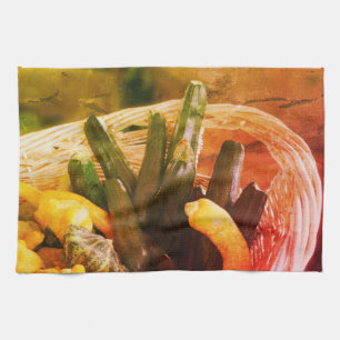 Vintagen Zucchini Summer Squash Gourds Vegetables Kökshandduk