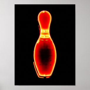 Vintageneonbowlingen klämmer fast poster