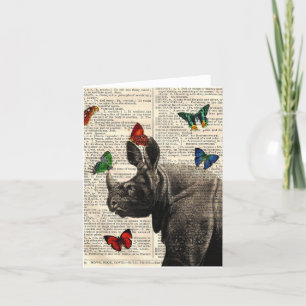 Vintagenoshörningfjärilar Notecard Kort