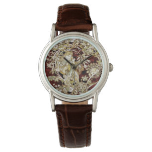 VintageNouveau kvinna med en daisy Armbandsur