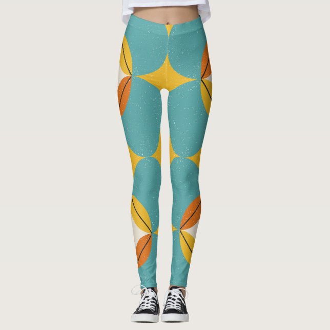 Vintagens Abstrakt, Geometric Scandinavian Mönster Leggings (Framsida)
