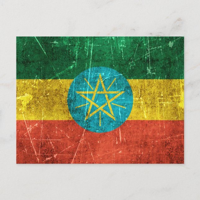 Vintagens Åldras och Etiopiens sönderfallande Flag Vykort (Framsida)