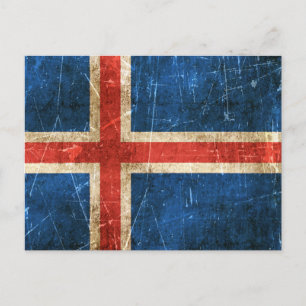 Vintagens Åldras och Spärrat Flagga av Island Vykort