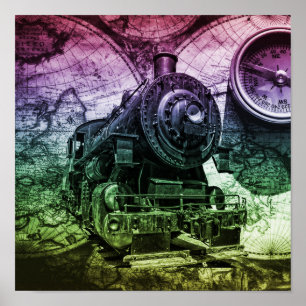 Vintagens ångmotorlok poster