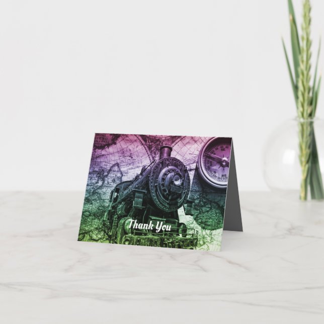 Vintagens ångmotorlok tack kort (Framsida)