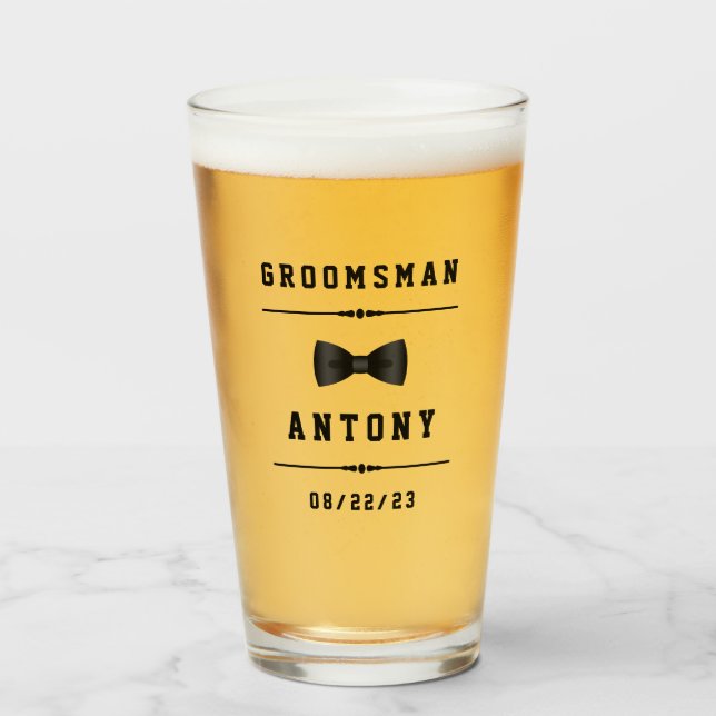 Vintagens anpassade namn Groomsman Glass Glaskopp (Framsida fylld)