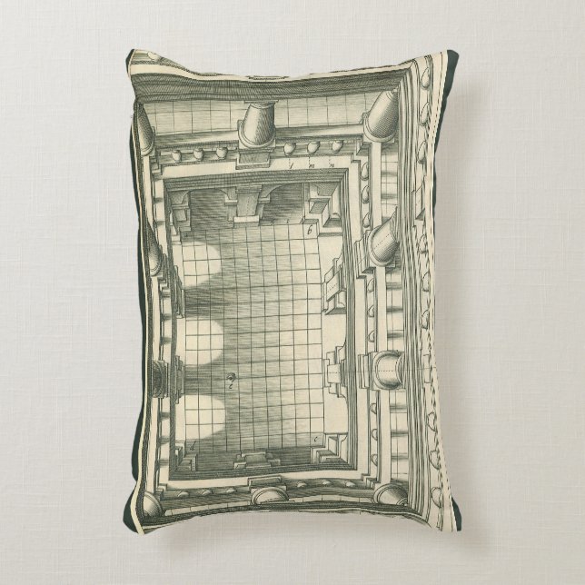 Vintagens arkitektur, Atrium Courtyard Perspective Prydnadskudde (Framsidan(Vertikal))