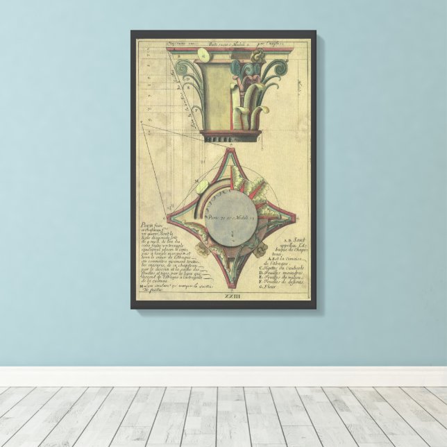 Vintagens arkitektur, dekorationskapital Krona Canvastryck (Insitu (trägolv))