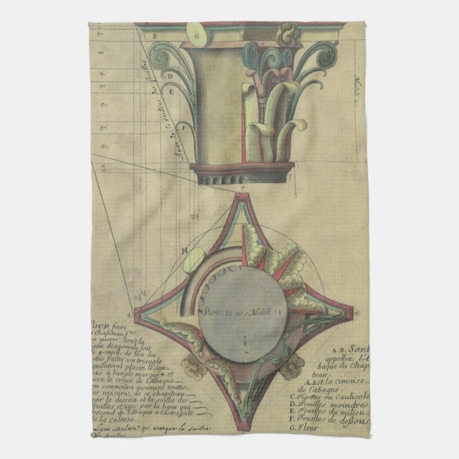 Vintagens arkitektur, dekorationskapital Krona Kökshandduk (Vertikal)