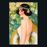 Vintagens Art Deco Flapper Fackare Dam Poster<br><div class="desc">En artikel Deco Flapper från 1920 illustrerar ett vackert Dam i mode-klänningen under tidlös konsthändelse.</div>