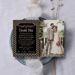 Vintagens Art Deco Gatsby Bröllop Photo Tack Kort
