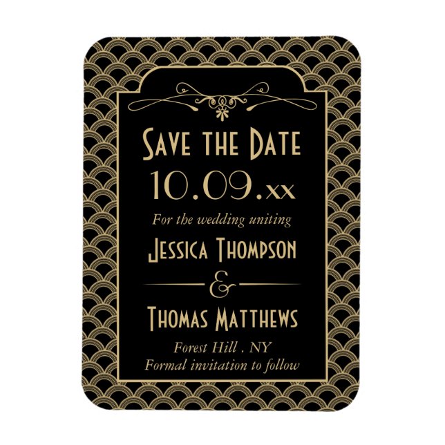 Vintagens Art Deco Gatsby Bröllop-samling 1920 Magnet (Vertikal)