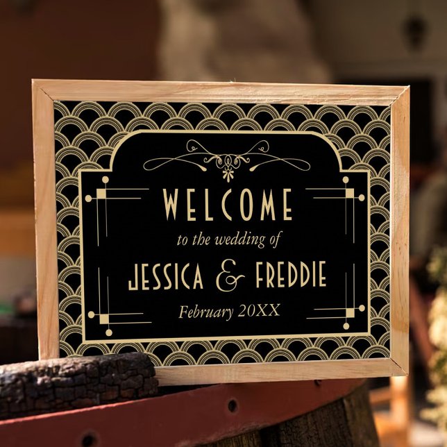 Vintagens Art Deco Gatsby Bröllop-samling 1920 Poster (Skapare uppladdad)