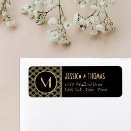 Vintagens Art Deco Gatsby Bröllop-samling 1920 Returadress Etikett