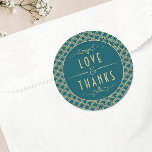 Vintagens Art Deco Gatsby Bröllop-samling 1920 Runt Klistermärke