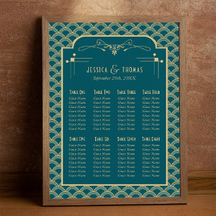 Vintagens Art Deco Gatsby Bröllop Seating Poster