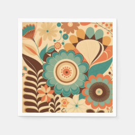 Vintagens återdesign blommigt grönt för brunt slim pappersservett