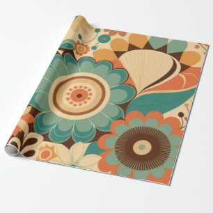 Vintagens återdesign blommigt grönt för brunt slim presentpapper