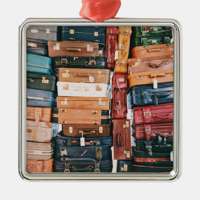 Vintagens bagage julgransprydnad metall (Framsidan)