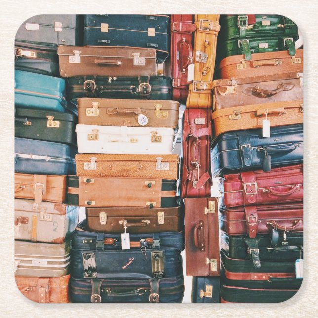 Vintagens bagage underlägg papper kvadrat (Framsidan)