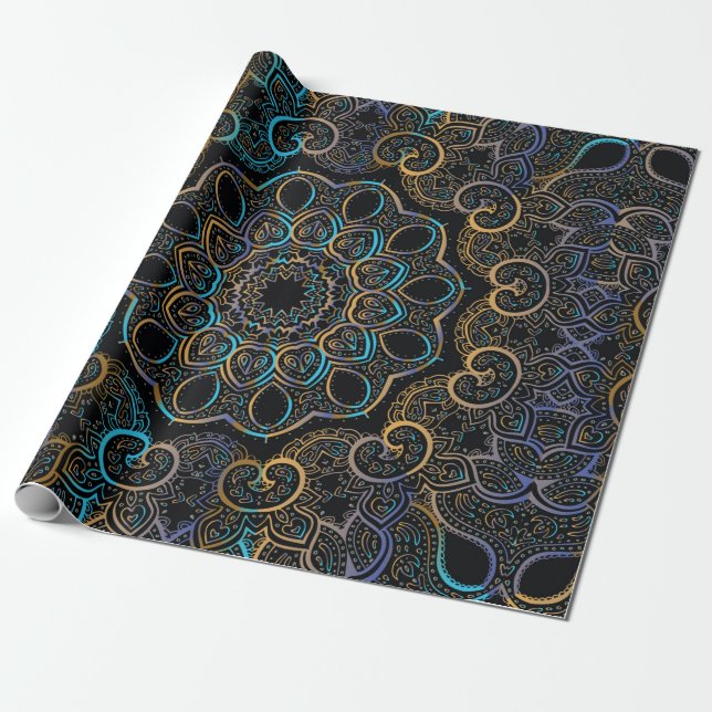 vintagens bakgrund. Mandala. indisk d Presentpapper (Utrullad)