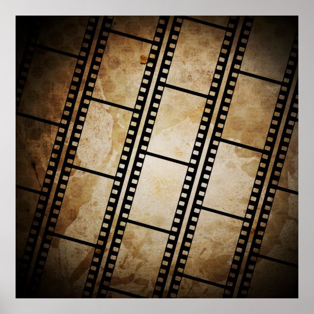 Vintagens bakgrund med filmramfilm, foto, abb poster (Framsidan)