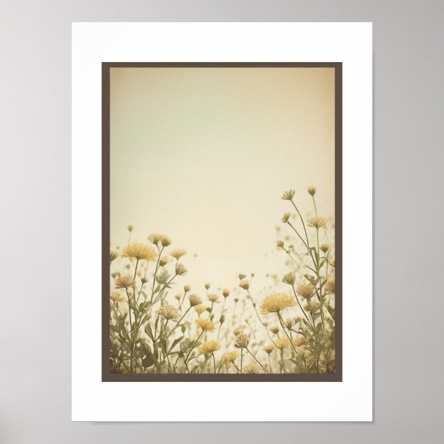 Vintagens bakgrundsblommor Poster Wall Art Art (Framsidan)