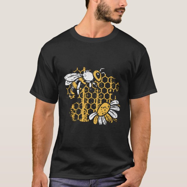 Vintagens biodlingsdesign för honungsbin t shirt (Framsida)