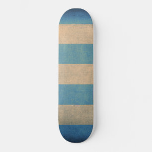 Vintagens blå, strimmiga däcksstolsskydd mini skateboard bräda 18,5 cm