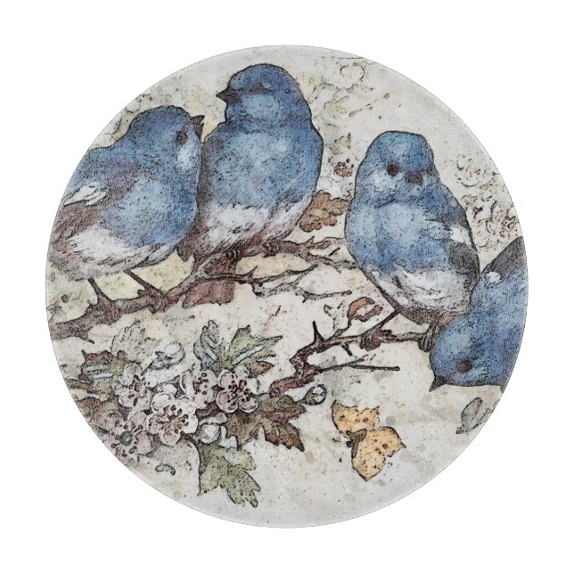 Vintagens blåfågelillustration av söta fåglar (Framsidan)