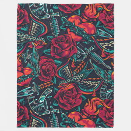 vintagens blixttatueringar utan sömlösa mönster fleecefilt