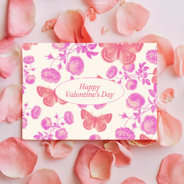 Vintagens Blommar och Butterflies Valentindagen Helg Vykort
