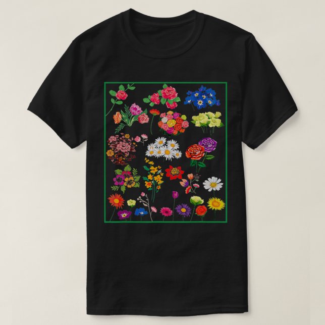 Vintagens blommiga botaniska illustrationsdiagram t shirt (Design framsida)