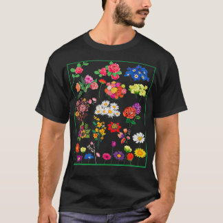 Vintagens blommiga botaniska illustrationsdiagram t shirt