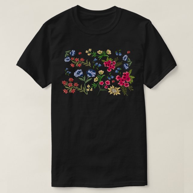 Vintagens blommiga botaniska illustrationsdiagram t shirt (Design framsida)