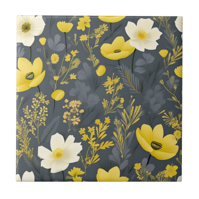 Vintagens Blommigt Åldras Woect Kakelplatta (Framsidan)