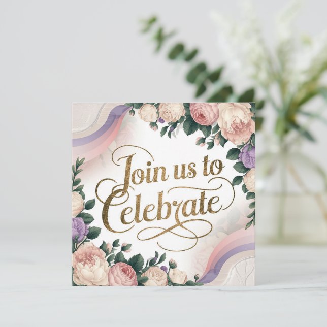 Vintagens Blommigt Bjud in födelsedagsinbjudan Inbjudningar (Stående Fram)