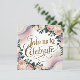 Vintagens Blommigt Bjud in födelsedagsinbjudan Inbjudningar