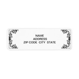 VINTAGENS BLOMMIGT BLACK- OCH VITEtikett Returadress Etikett