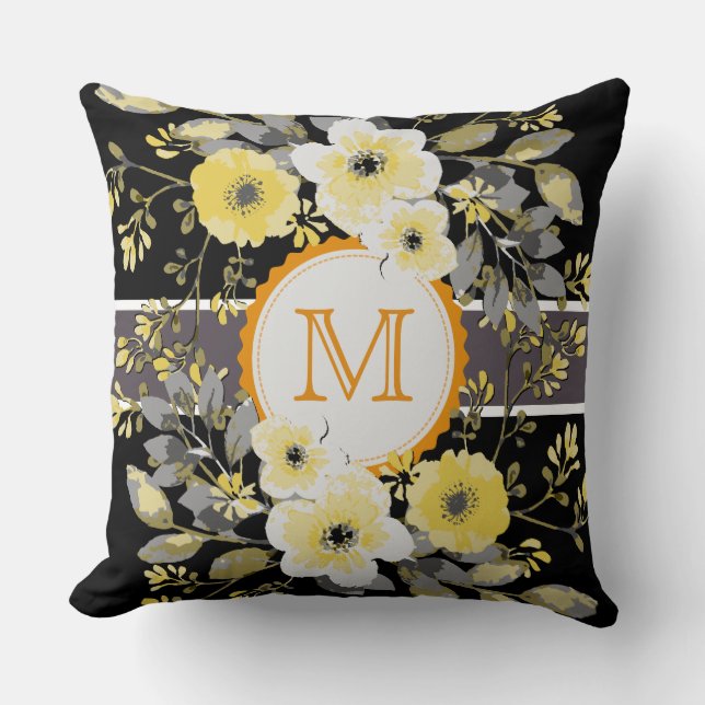 Vintagens Blommigt Elegant Monogram #14 Kudde (Framsida)