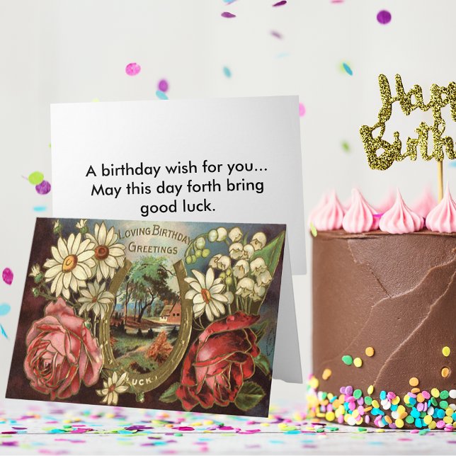 Vintagens Blommigt födelsemeddelandekort Kort (Vintage Floral Birthday Greeting Card)