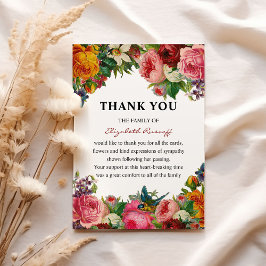 Vintagens Blommigt Funeral Tack Kort