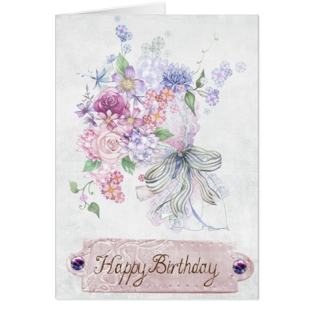 Vintagens blommigt hälsningskort (Framsidan)