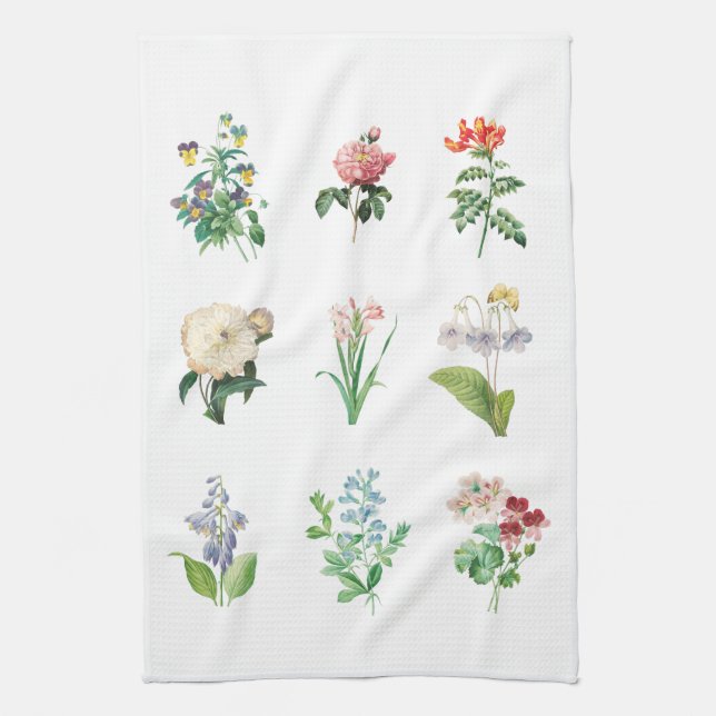 Vintagens Blommigt Illustration Minimalist Botaniq Kökshandduk (Vertikal)