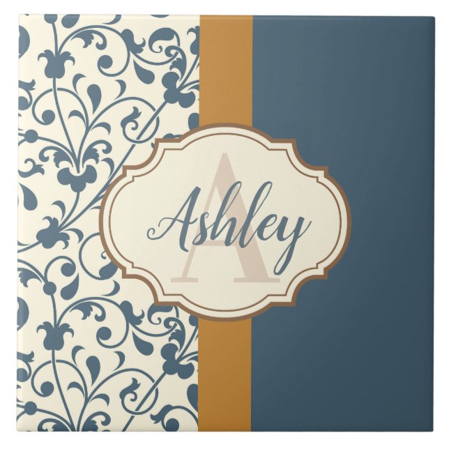 Vintagens Blommigt Kakelplatta (Framsidan)