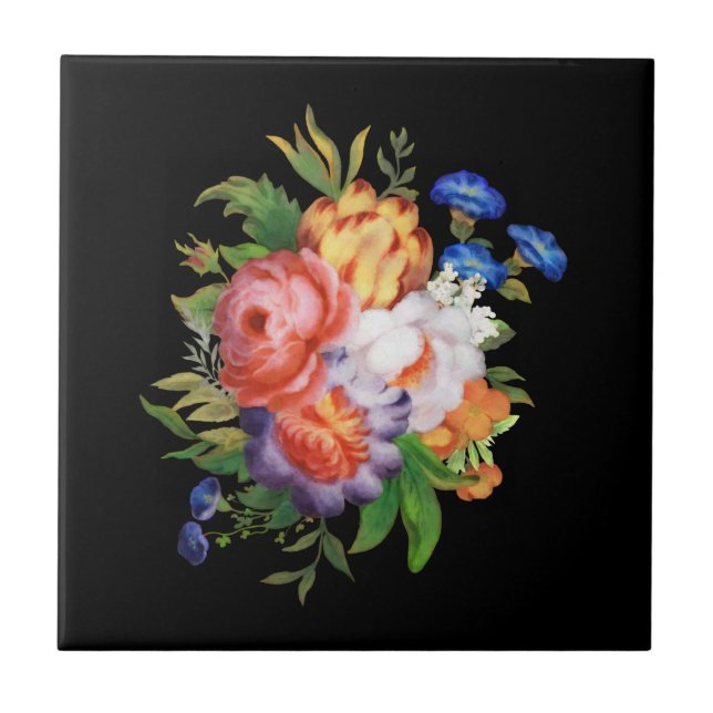 Vintagens Blommigt Kakelplatta (Framsidan)